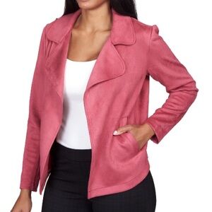 *3/$25 or 2/$20* NWOT Pink Macaron Vegan Suede Moto Barbie Jacket with Pockets